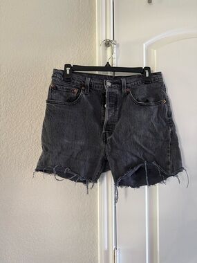 Levi's Washed Black Cutoff Denim Shorts